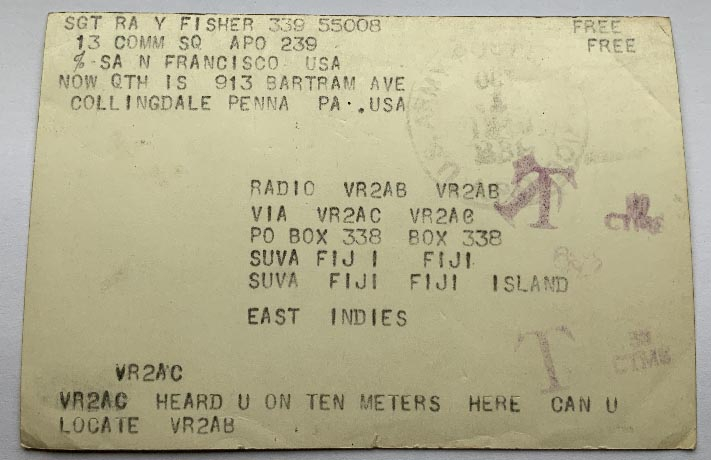 military Okinawa Radio postcard with faint US Army postmark and military censor stamps